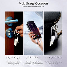 Load image into Gallery viewer, Portable Mini 3 in 1 USB Magnetic Keychain Data Charger Cable - Black
