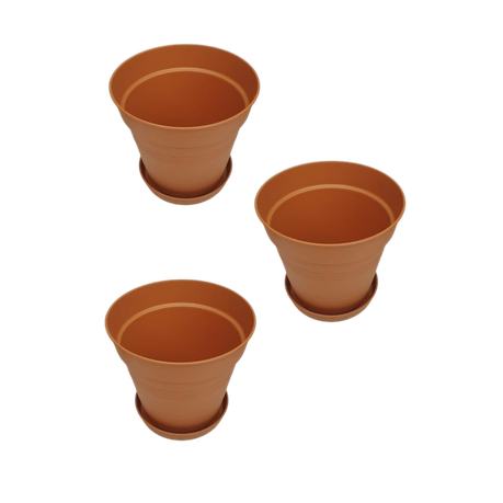 Ucsan - 3Pcs Flower Pot & Drainage Tray Set - 6lt - 25x25x23cm - Rust Buy Online in Zimbabwe thedailysale.shop