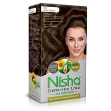 Load image into Gallery viewer, Pack of 2 Nisha Creme Hair Colour Pack with Brush &amp; Conditioner Dark Brown
