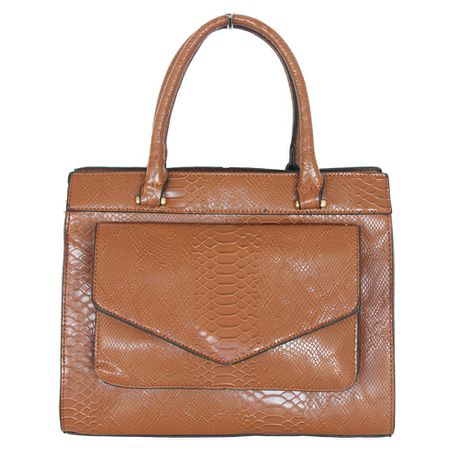 Blackcherry Women's Classic Croc Tote With Front Envelope Pocket-Tan Buy Online in Zimbabwe thedailysale.shop