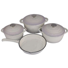 Load image into Gallery viewer, 7 Piece Authentic Cast Iron Dutch Oven Cookware Pot Set - Cream
