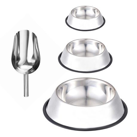 Stainless Steel Pet Bowl & Scoop Set Buy Online in Zimbabwe thedailysale.shop