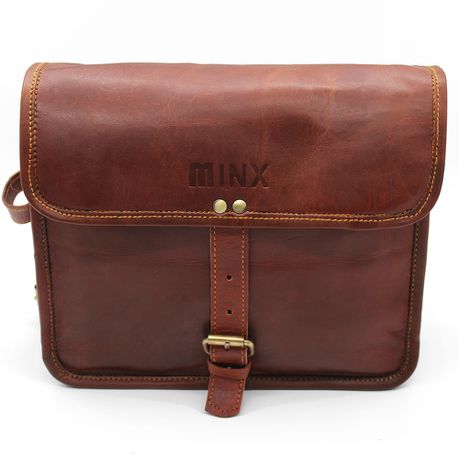 Minx Genuine Buffalo Leather Messenger Bag with Buckle Buy Online in Zimbabwe thedailysale.shop