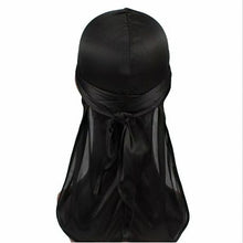 Load image into Gallery viewer, Premium Quality Adjustable Silky Satin Durag With Extra Length Ties - Black
