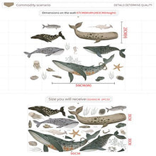 Load image into Gallery viewer, Mystical Swimming Whales Vinyl Art Sticker for Wall Decoration
