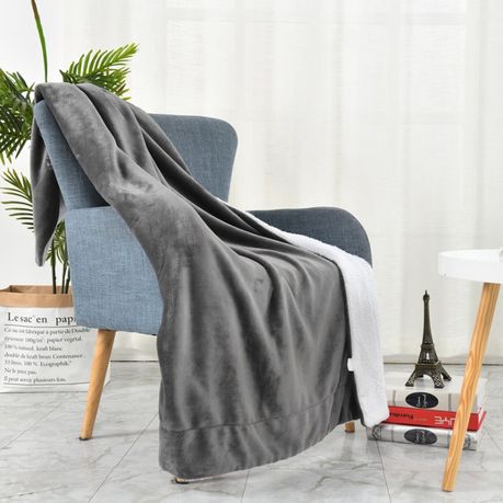 Luxury Reversible Sherpa Fleece Mink Throw Blanket – Grey & White XL Buy Online in Zimbabwe thedailysale.shop