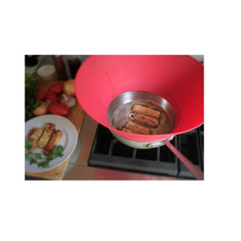 Load image into Gallery viewer, Killerdeals Fry Splash Splatter Pan Silicone Non-stick 16cm Guard - Red
