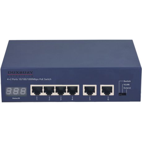 Duxbury 6 Port Gigabit Switch with 4 Port PoE+ Buy Online in Zimbabwe thedailysale.shop