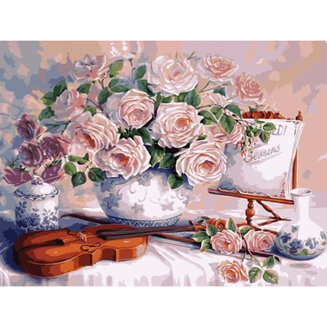 Diamond Painting - Violin &  Flowers - 40cm x 50cm