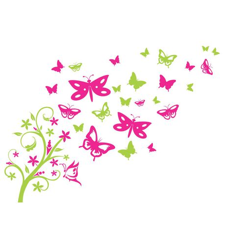 Fantastick - Floral Butterfly Tree Vinyl Wall Stickers