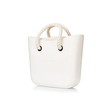 Load image into Gallery viewer, Original Magpie White Tote Bag With Beige Inner And Rope Handles
