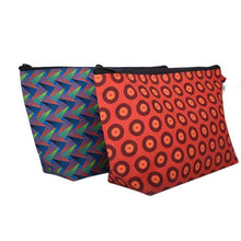Load image into Gallery viewer, Orema Shweshwe Cosmetic Toiletry MakeUp Bags - Set of 2 Orange&amp;Blue
