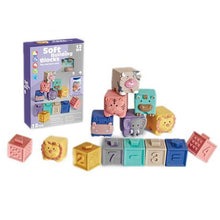 Load image into Gallery viewer, Time2Play Baby Soft Stack Squeeze Blocks Animals
