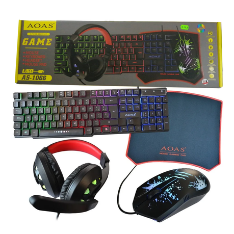 AOAS PC Gaming set - Mouse, Keyboard, Headphones & Mouse Pad Buy Online in Zimbabwe thedailysale.shop