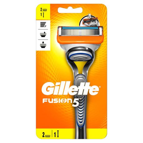 Gillette Fusion Handle + 2 Razor Blades Buy Online in Zimbabwe thedailysale.shop
