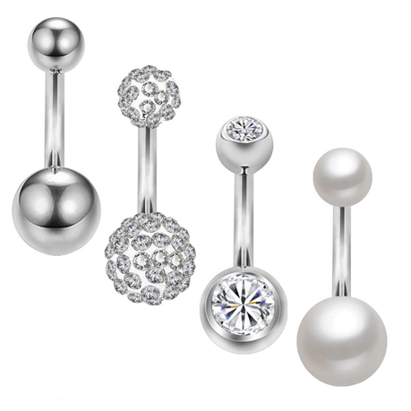 Cosmic Stainless Steel Belly Ring Set of 4 - Belly Bar Variety Pack Buy Online in Zimbabwe thedailysale.shop