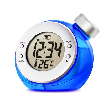 Water Clock With Thermometer and Alarm - Powered by Water - Blue Buy Online in Zimbabwe thedailysale.shop