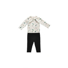 Load image into Gallery viewer, Newborn Cross-over Onesie With Gathered Details and Black Leggings
