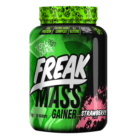Muscle Junkie Freak Mass All-in-One Strawberry 1Kg Mass Gainer Buy Online in Zimbabwe thedailysale.shop