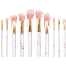 Load image into Gallery viewer, 10 Piece Marble Style Professional Makeup Brush Cosmetic Set - Pink
