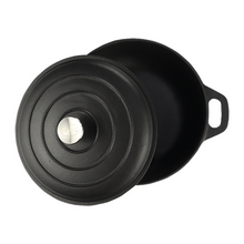Load image into Gallery viewer, Chef Matt Black Cookware - Cast Iron 3.5l Round Casserole
