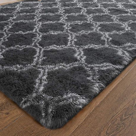 Light Rug Shaggy Fluffy Carpets(Dark Grey)