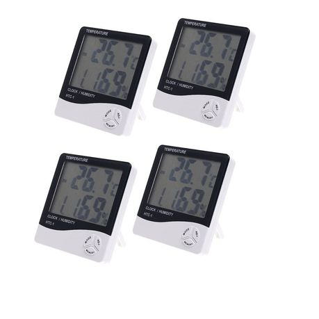 4 Pack Digital Temperature Humidity Meter Clock - White Buy Online in Zimbabwe thedailysale.shop