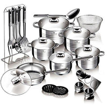 Load image into Gallery viewer, Blaumann 27-Piece Stainless Steel Induction Bottom Jumbo Cookware Set - Silver
