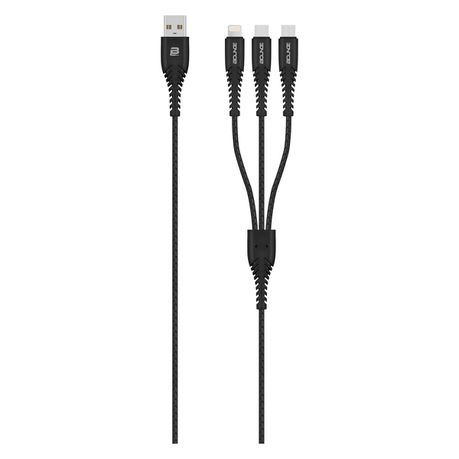 Bounce 3-in-1 Charge Cable - Cord Series - 1m - Black Buy Online in Zimbabwe thedailysale.shop