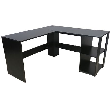 Home & Office L-Shaped Desk, Black with Cable Management Hole & Cap Buy Online in Zimbabwe thedailysale.shop