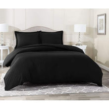 Load image into Gallery viewer, Wrinkle Resistant Egyptian Comfort: Luxury Duvet Cover Set Super King Black
