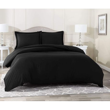 Wrinkle Resistant Egyptian Comfort: Luxury Duvet Cover Set Super King Black