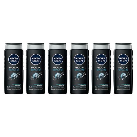NIVEA MEN rock salts shower gel / body wash - 6 x 500ml Buy Online in Zimbabwe thedailysale.shop