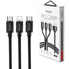 Load image into Gallery viewer, Nylon Braided 3-in-1 Lightning, Micro &amp; Type-C Charger Cable - 1.2m - CA60
