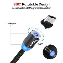 Load image into Gallery viewer, 2m TOPK 3-in-1 (Micro USB, USB C &amp; 8-Pin) Charger Cable with LED Light
