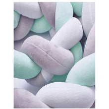 Load image into Gallery viewer, Braided Baby Cot Crib Bumper - Grey, Mint Green &amp; white
