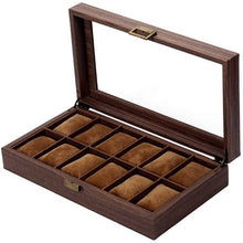 Load image into Gallery viewer, 12 Slot Watch Display Box Organizer - Woodgrain

