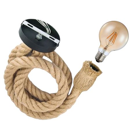 Rope Style Pendant Lamp 1M And LED 4W Filament G95 Bulb Value Pack Buy Online in Zimbabwe thedailysale.shop
