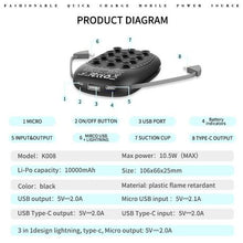 Load image into Gallery viewer, K008-10000mAh power bank with suction cup
