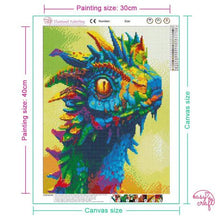 Load image into Gallery viewer, Diamond Painting DIY Kit, Round diamonds, 40x30cm- Rainbow Dragon

