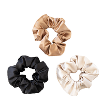 Load image into Gallery viewer, Dear Deer Pack of x3 Satin Scrunchies (Coffee, Latte &amp; Black)
