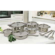 Load image into Gallery viewer, 15 Piece Stainless Steel Encapsulated Bottom Cookware Set -Polished Finish
