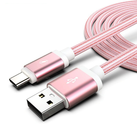 USB Type C Data Cable - 1m Braided Fast Charging - Rose Gold Buy Online in Zimbabwe thedailysale.shop