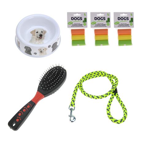 ECO Pet Brush, Dog Bowl, Green Leash, Dog Poop Bags Combo Set Buy Online in Zimbabwe thedailysale.shop
