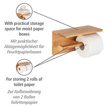 Load image into Gallery viewer, Wenko - Dual Toilet Paper Holder Duo With Shelf - Bambusa Range - Bamboo
