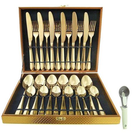 Optic 24 Piece Cutlery Set with a Case-Gold Buy Online in Zimbabwe thedailysale.shop