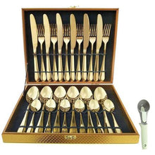 Load image into Gallery viewer, Optic 24 Piece Cutlery Set with a Case-Gold
