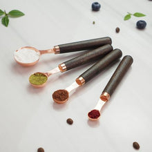Load image into Gallery viewer, Hestia Measuring Spoon Set - Rose Gold/Wood

