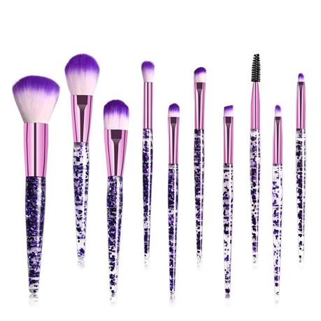 10pieces Professional Cosmetic Make Up Brush Set - Translucent Purple Glitter Buy Online in Zimbabwe thedailysale.shop