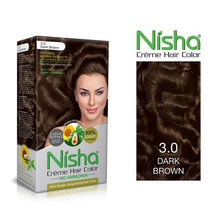 Load image into Gallery viewer, Pack of 2 Nisha Creme Hair Colour Pack with Brush &amp; Conditioner Dark Brown
